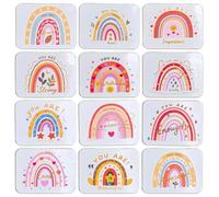 Thintinick 12 Pack Empty Rectangular Metal Storage Organizer Tins Gift Boxes with Inspirational Quotes Image Pattern on the Lid, 11.5 x 8.5 x 2.2 cm