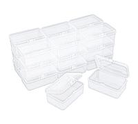 Thintinick 20 Pack Rectangular Clear Plastic Storage Containers Box with Hinged Lid for Beads and Other Small Craft Items (3.35 x 2.17 x 1.38 inch)
