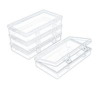 Thintinick 4 Pack Rectangular Clear Plastic Storage Containers Box with Hinged Lid for Beads and Other Small Craft Items (6.1 x 3.3 x 1.18 inch)