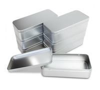 Thintinick 7 Pieces Rectangular Metal Empty Tins Containers Basic Necessities Home Storage Organizer Mini Box Set, 15 x 7 x 4 cm (Silver)