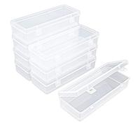 Thintinick 8 Pack Rectangular Clear Plastic Storage Containers Box with Hinged Lid for Beads and Other Small Craft Items (6.89 x 2.56 x 1.38 inch)