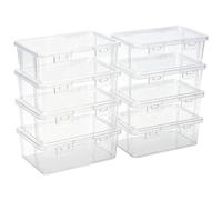 Thintinick Rectangular Clear Plastic Storage Containers, 8 Pack | Hinged Lid, For Beads and Small Craft Items, 7.4 x 3.74 x 2.36 inch