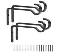 THINTON 4 Pack 15cm Hanging Basket Bracket, Black Metal Wall Brackets for Indoor & Outdoor Use, Hanging Plants, Wind Chimes, Bird Feeders, and Bird Houses