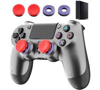 ThinTree Steel Black Wireless Controller Compatible for PS-4/Pro/Slim/PC, (Includes A Pair of Joystick Caps and Cushioning Pads), 3.5mm Audio Jack