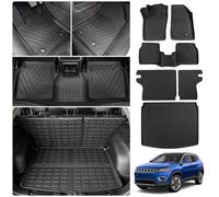 Thinzyou Floor Mats Compatible with 2017-2025 Jeep Compass Trunk Mat Cargo Liner Cargo Mat TPE All Weather Back Seat Cover Protector 2024 Compass Accessories (Trunk Mat+Backrest Mats+Floor Mats)