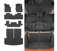 Thinzyou Floor Mats Compatible with 2020-2023 Ford Explorer Trunk Mat Cargo Liner Seat Back Cover Protector TPE Trunk Liner 6 Seat 2022 Explorer Accessories (Trunk Mat with Backrest Mats+Floor Mats)