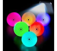 THIODOON Glow in The Dark Golf Balls Light Activated 7 Colors Light Up LED Balls No Timer Stay Lit Easy to Turn On and Off with Flashlight Glowing Balls for Night Golfing 6 Pack