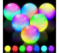 THIODOON Glow in the Dark Golf Balls with 7 Colors Keep Changing and Timer Resets Every Striking Light up LED Golf Balls 48 Hours Battery Life Glowing Golf Ball for Night Golfing 6 Pack