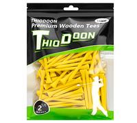 THIODOON Golf tees 54mm Less Friction Wooden Tees Training for Golfer Professional Natural Wood Golf tees Bulk 100 Count Golfing Tees Yellow