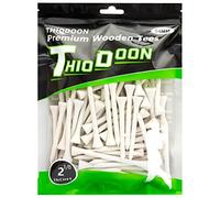 THIODOON Golf tees 54mm Less Friction Wooden Tees Training for Golfer Professional Natural Wood Golf tees Bulk 100 Count Golfing Tees White