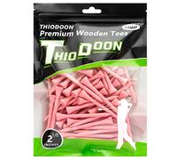THIODOON Golf tees 54mm Less Friction Wooden Tees Training for Golfer Professional Natural Wood Golf tees Bulk 100 Count Golfing Tees Pink