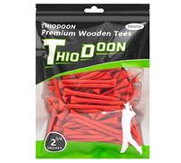 THIODOON Golf tees 70mm Less Friction Wooden Tees Training for Golfer Professional Natural Wood Golf tees Bulk 100 Count Golfing Tees Red