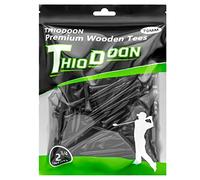THIODOON Golf tees 70mm Less Friction Wooden Tees Training for Golfer Professional Natural Wood Golf tees Bulk 100 Count Golfing Tees Black