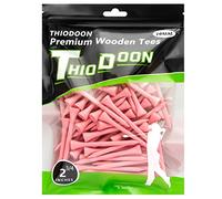 THIODOON Golf tees 70mm Less Friction Wooden Tees Training for Golfer Professional Natural Wood Golf tees Bulk 100 Count Golfing Tees Pink