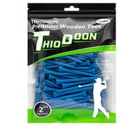 THIODOON Golf tees 70mm Less Friction Wooden Tees Training for Golfer Professional Natural Wood Golf tees Bulk 100 Count Golfing Tees Blue
