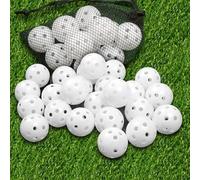 THIODOON Practice Golf Balls 24 Pack Limited Flight Golf Balls 40mm Hollow Plastic Golf Training Balls Colored Airflow Golf Balls for Swing Practice Driving Range Home Use Indoor (White,24 pcs)