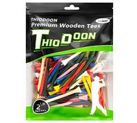 THIODOON Professional Natural Wood Golf Tees Pack of 100 - Multiple Colors, Sizes 3-1/4, 2-3/4, or 2-1/8 Inch - Tall Tees Bulk to Reduce Side Spin and Friction