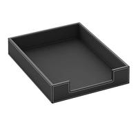 THIPOTEN Leather Letter Tray, Elegant Desk Organizer for Office Supplies, Mail, Paper, File, Magazine, Perfect Office Organization for Desktop(Black)