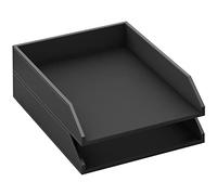 Thipoten Leather Letter Tray, Stackable Desk Organizer Holder for Office Supplies, Paper, File, Magazine, Perfect Office Organization for Desktop (Black-2Tiers)