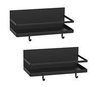 Thipoten Magnetic Spice Rack, Strong Magnetic Shelf with 2 Removable Hooks, Perfect Space Saver for Small Kitchen/Apartment, Awesome Metal Cabinet for Holding Spices, Jars, Bottle, Beve(Black, 2Pack)
