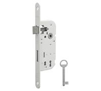 THIRARD 00941501 - Nf V/Br White Built-In Lock - Pressed steel case - Steel headrest - Round end headrest - Mortise locks - A40