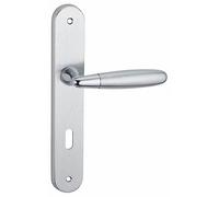 THIRARD Mirella 2 Handle on Rosette Set 195 Hole Spacing Satin/Shiny Chrome for Interior Doors - Alloy Stands - Metal Screws - Square Steel 7 mm - Reminder Spring