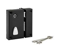 THIRARD - Vertical Wall Lock with 6 Grooves for Entry, Right, axis 45 mm, Square 7 mm, 75 x 130 mm, Black, 2 Keys