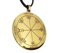 Third 3rd Pentacle Mercury Pendant Necklace (Golden Steel Solomon Seal Talisman)