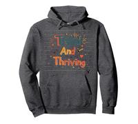 Third And Thriving: Cheerful Academic Achievement Pullover Hoodie, Adult Unisex, Dark Heather Grey, L