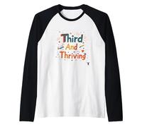 Third and Thriving: Cheerful Academic Achievement Raglan Baseball Tee, Men, Black/White, XL