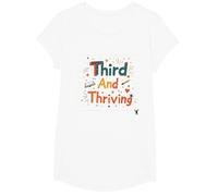Third and Thriving: Cheerful Academic Achievement T-Shirt, Girls, White, Medium