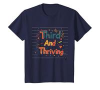 Third and Thriving: Cheerful Academic Achievement T-Shirt, Kids, Navy, 6 Years