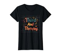 Third and Thriving: Cheerful Academic Achievement T-Shirt, Women, Black, 3XL