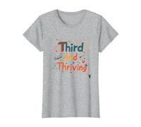 Third and Thriving: Cheerful Academic Achievement T-Shirt, Women, Heather Grey, M