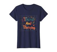 Third and Thriving: Cheerful Academic Achievement T-Shirt, Women, Navy, M
