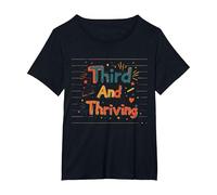 Third and Thriving: Cheerful Academic Achievement T-Shirt, Women's Plus, Black, 4X