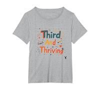 Third and Thriving: Cheerful Academic Achievement T-Shirt, Women's Plus, Heather Grey, 1X