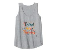 Third and Thriving: Cheerful Academic Achievement Tank Top, Women, Heather Grey, XL