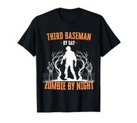 Third Baseman by Day Zombie by Night Fun Baseball Halloween T-Shirt