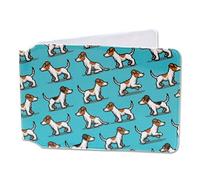Third Castle Pixel Jack Russell Oyster Card Holder - Unisex Adults - Turquoise Animal Print - Plastic - 2 Compartment Card Holder Wallet