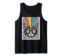 Third Eye Cat Rainbow Rays Trippy Optical Tank Top