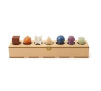 THIRD EYE CRYSTALS Platonic Solids Set Small Box Sacred Geometry Set Wooden Box 7 Pcs Healing Stone Seven Chakra Reiki Symbols Crystal Set Hand Carved Decorative Box Crystal Stones Religion Décor