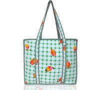 Third Eye Export Cotton Quilted Tote Bag for Women - Large Beach & Travel Tote with Zipper, Reusable Grocery Bag, Snowflake Waterspout Apple Print
