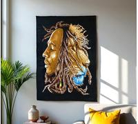 Third Eye Export Decorative Bob Marley Lion Face Black Tapestry Wall Decor/Ethnic Wall Hanging Art/Hippie Wall Art/Boho Poster