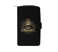 Third Eyeball Goth Eye Spiritual Leather Bifold Organizer Wallet with Zipper Pocket Multifunctional Credit Card Holder