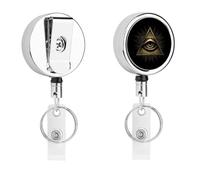 Third Eyeball Goth Eye Spiritual Metal Retractable Keychain with Key Rings Reel Badge Holder Clips for Conferences Office