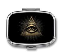 Third Eyeball Goth Eye Spiritual Portable Pill Organizer with 2 Compartments Square Medicine Box Compact Travel Pharmacy Case