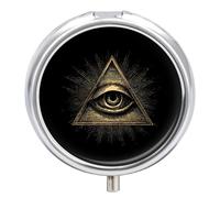 Third Eyeball Goth Eye Spiritual Portable Pill Organizer with 3 Compartments Round Medicine Box Compact Travel Pharmacy Case