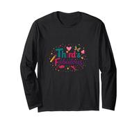 Third & Fabulous: Colorful Birthday Celebration for Girls Long Sleeve T-Shirt, Adult Unisex, Black, M
