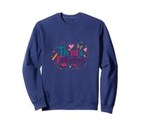 Third & Fabulous: Colorful Birthday Celebration for Girls Sweatshirt, Adult Unisex, Navy, M